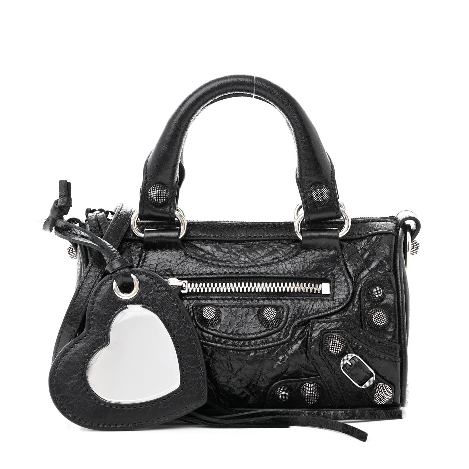 Balenciaga Agneau Arena Crystal Neo Nano Cagole Handbag Black 3 of 13