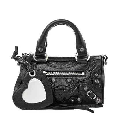 Balenciaga Agneau Arena Crystal Neo Nano Cagole Handbag Black 3 of 13