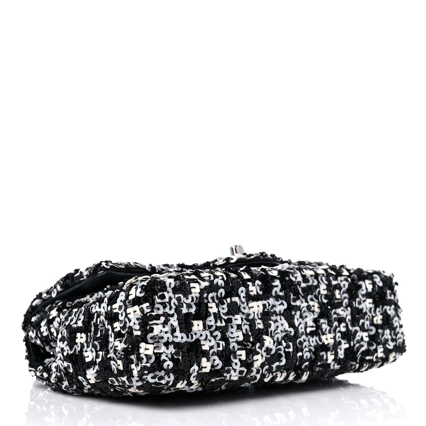 Sequin Lambskin Mini Flap Silver Black