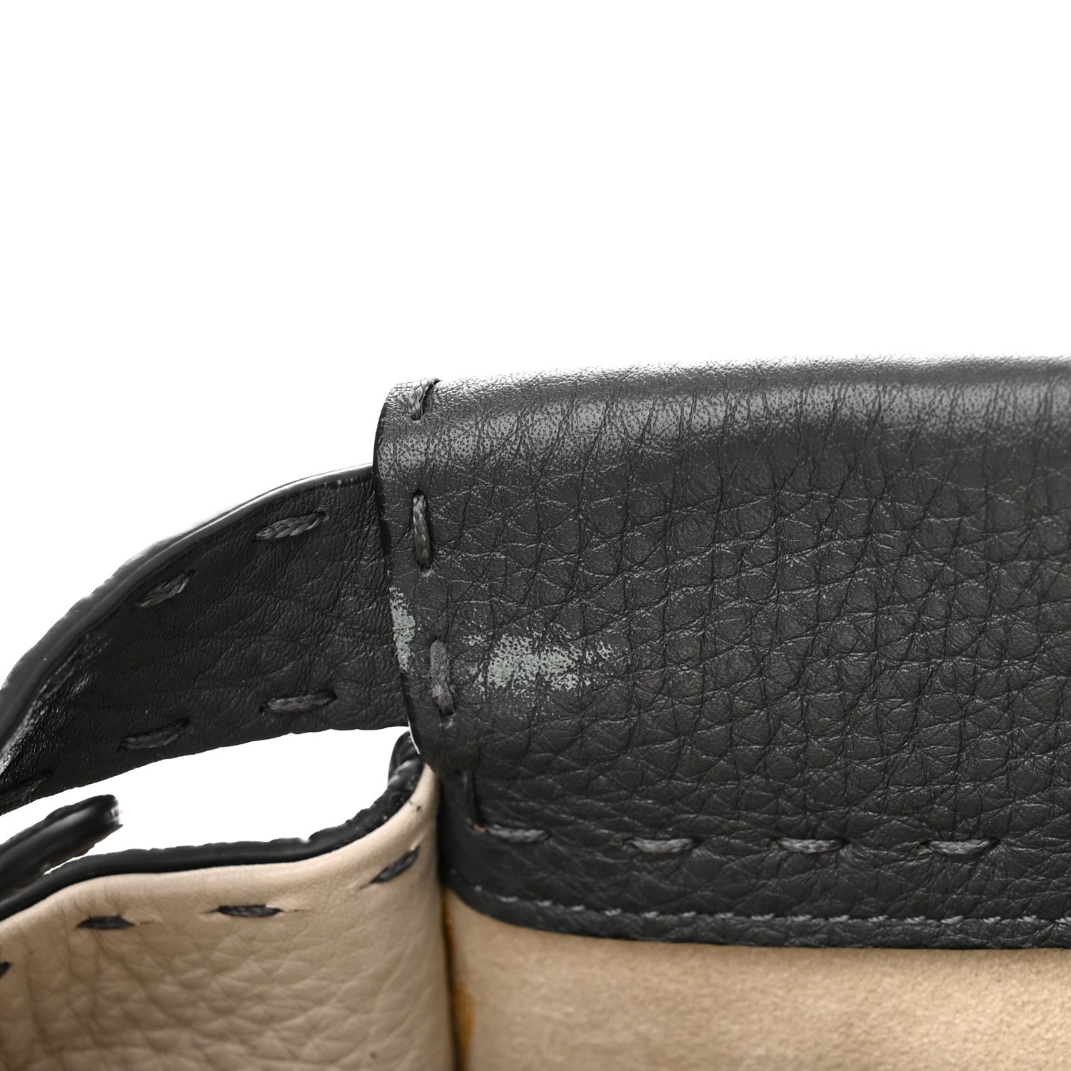 Fendi Cuoio Romano Selleria Bi-Color Medium Peekaboo Iconic Satchel Asfalto Latte 12 of 12