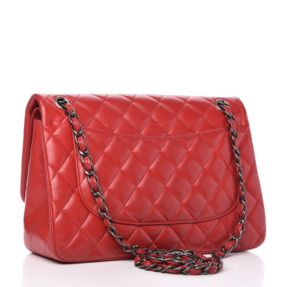 Chanel Caviar Quilted Jumbo Double Flap Red 3 of 12