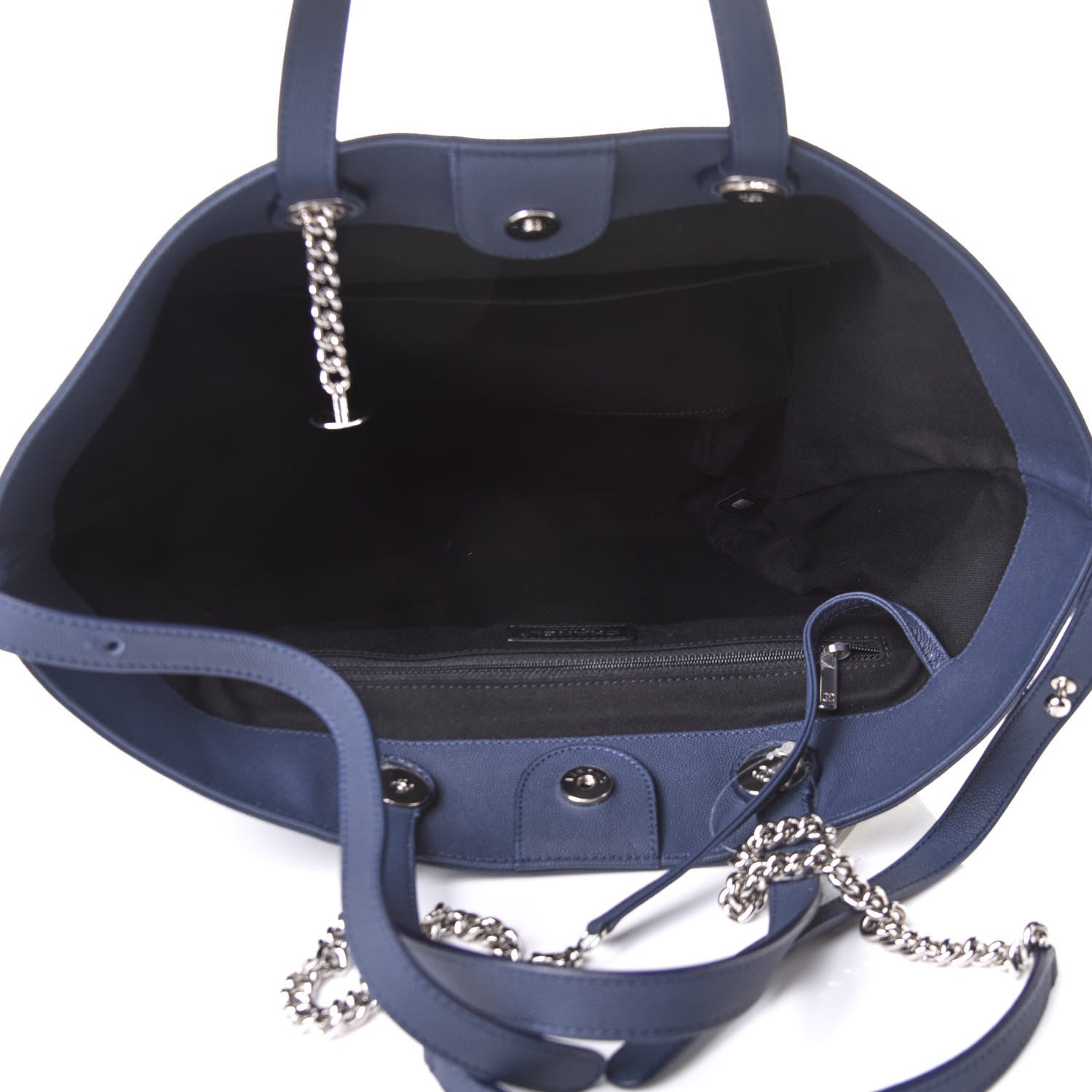 Chanel Grained Calfskin Large Coco Eyelets Shopping Tote Navy 4 of 10
