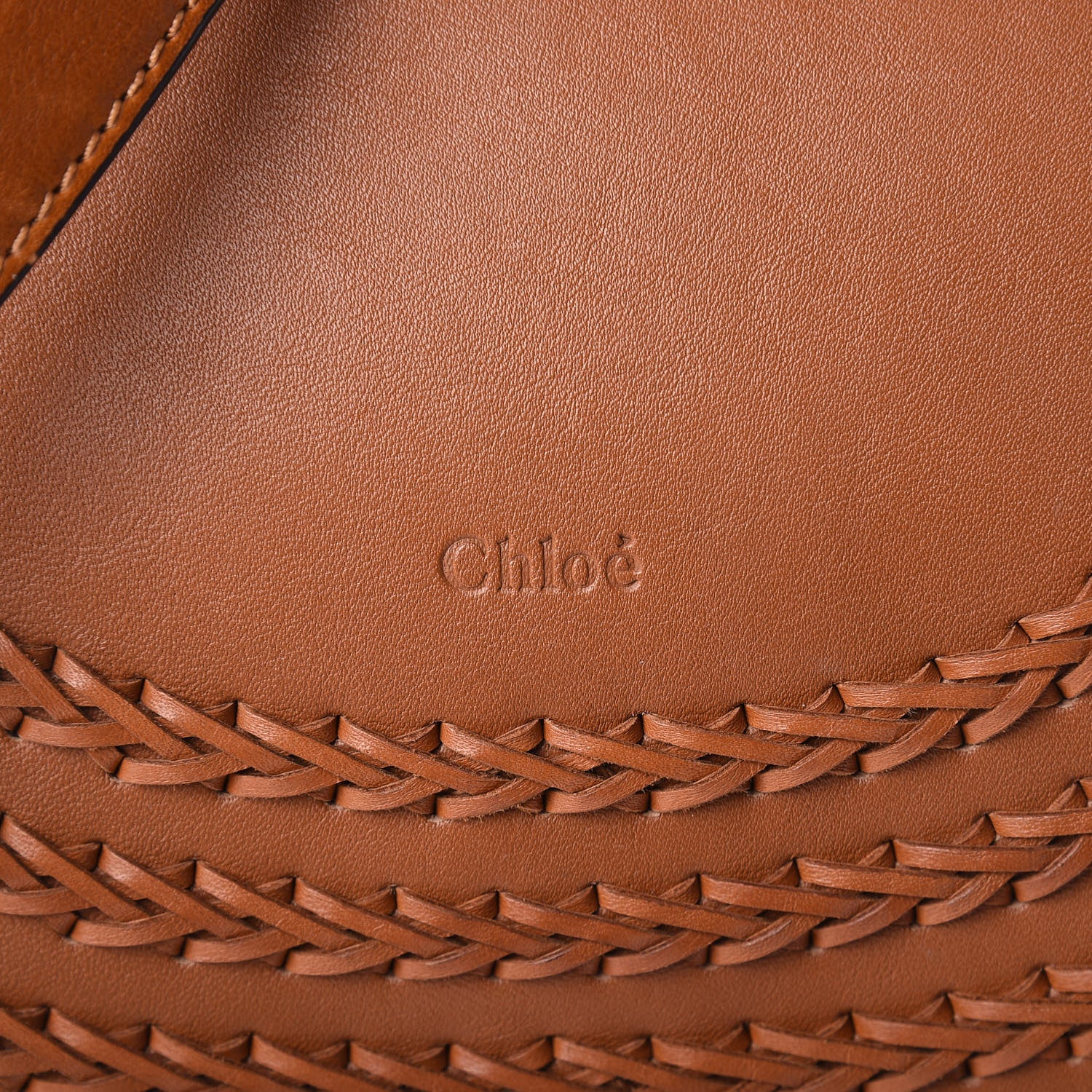 Chloe Calfskin Braided Medium Hudson Shoulder Bag Caramel 8 of 10