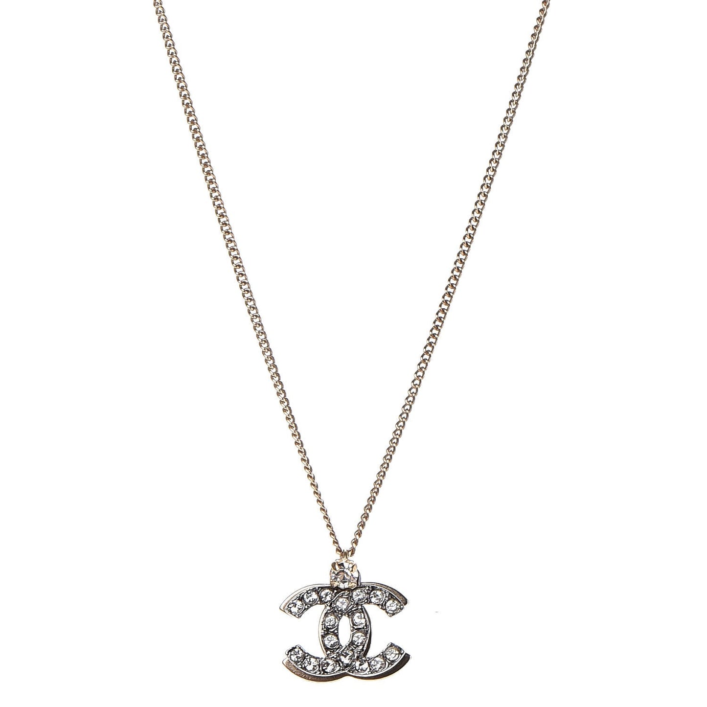 Crystal Double CC Necklace Gold Ruthenium