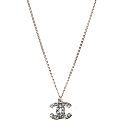 Chanel Crystal Double CC Necklace Gold Ruthenium 1 of 7