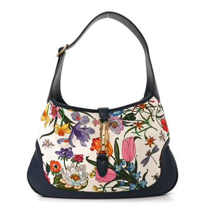 Gucci Canvas Flora Medium Jackie Hobo Blue Agata 1 of 10