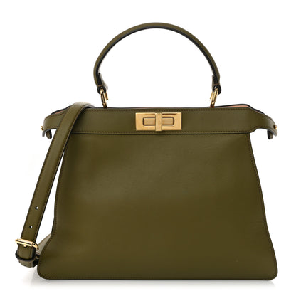 Fendi Vitello Seta Shiny Nappa Medium Peekaboo I SEE U Satchel Avocado Light Rose 1 of 12