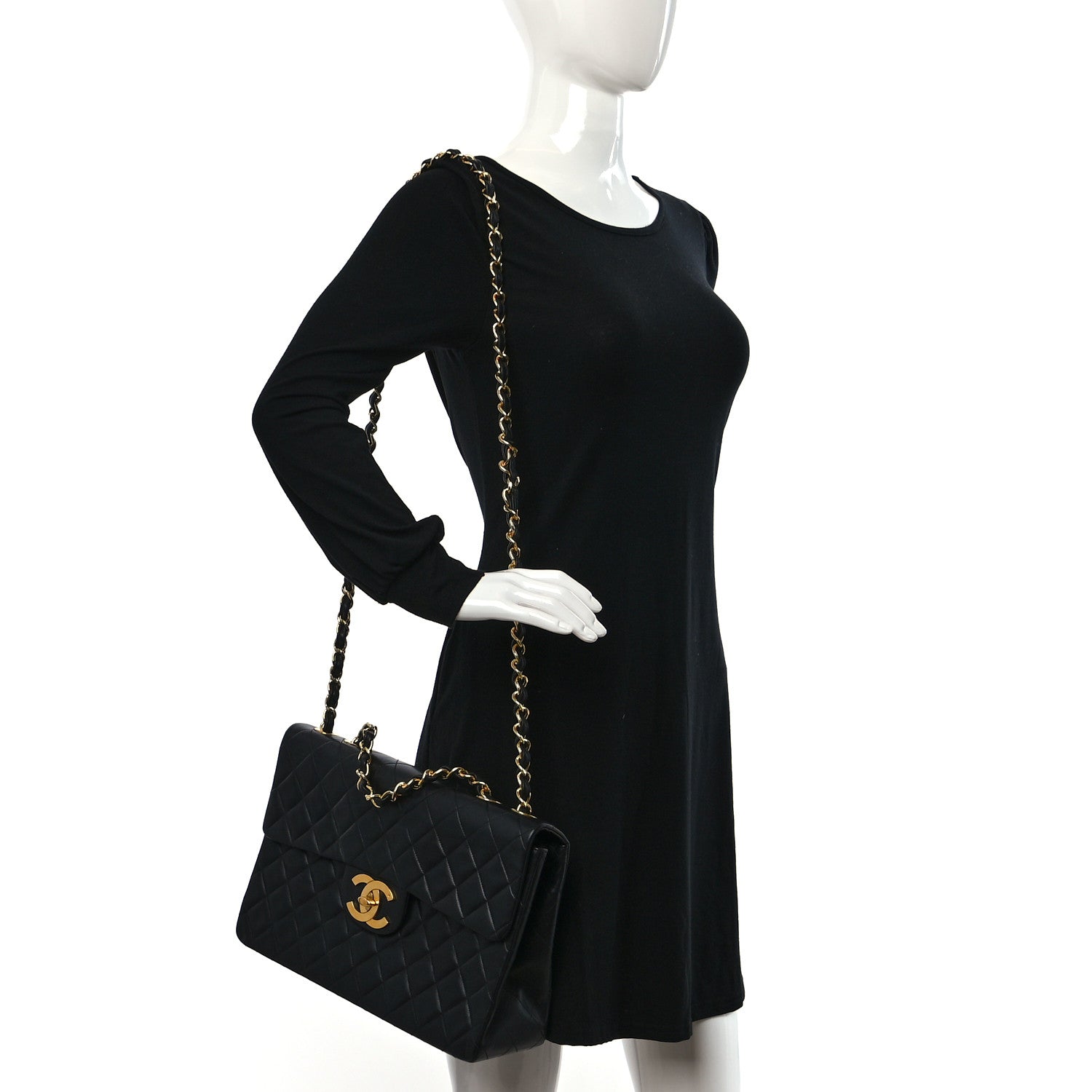 Chanel Lambskin Quilted XL Jumbo Single Flap Black 2 of 11