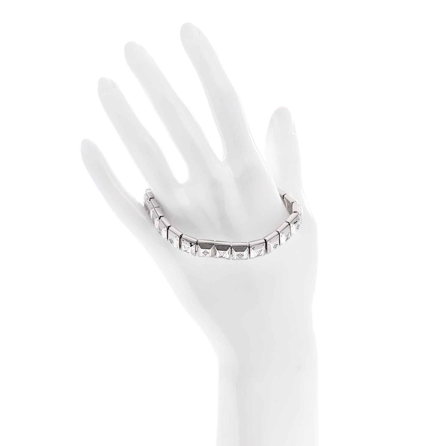 Louis Vuitton Palladium Monogram Nanogram Tennis Bracelet M Silver 2 of 5