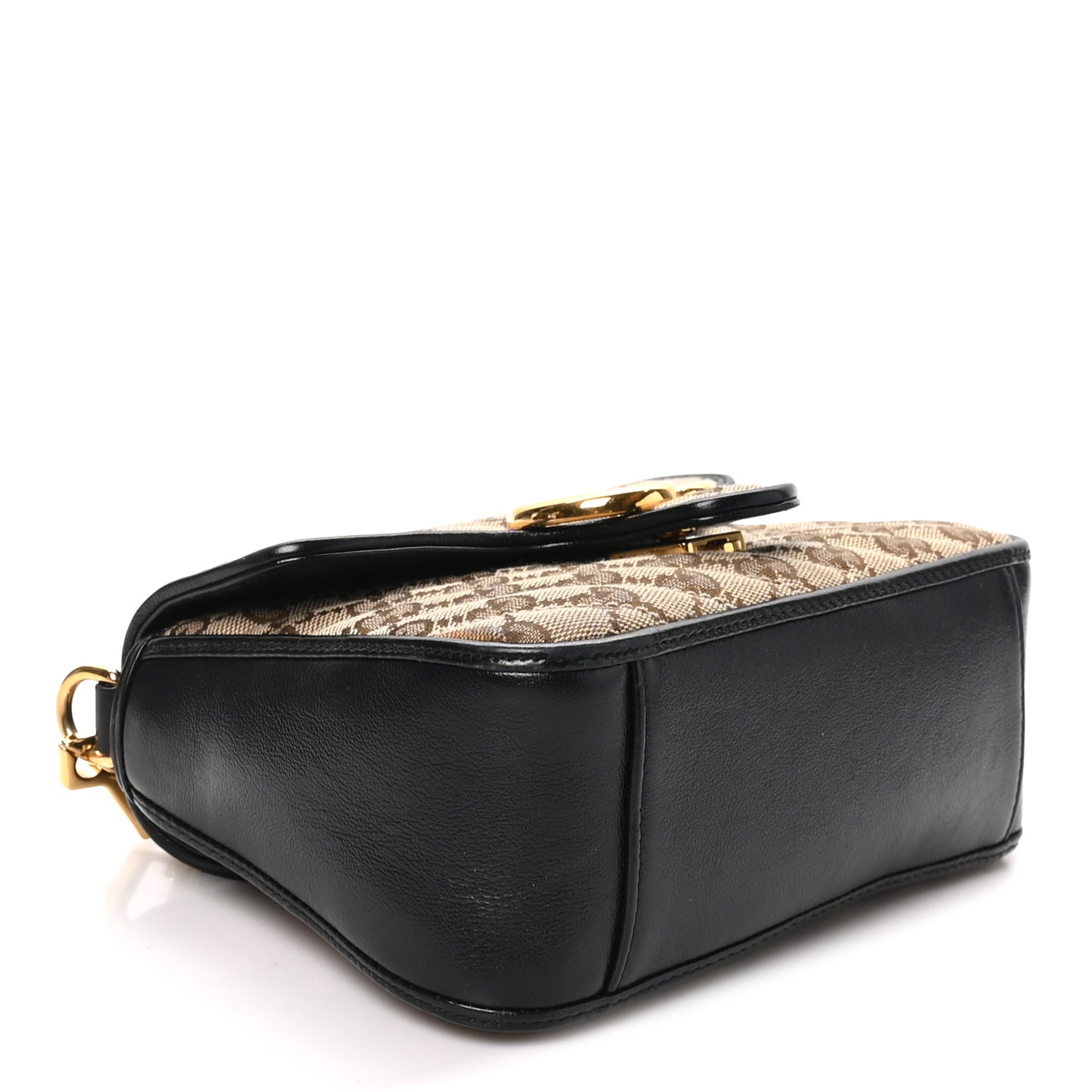 Monogram Azalea Calfskin Matelasse Diagonal Mini GG Marmont Top Handle Shoulder Bag Beige Ebony Black
