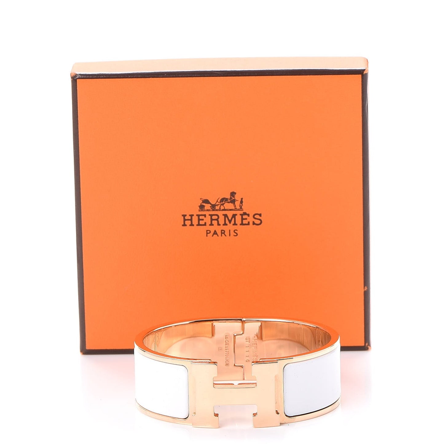 Enamel Wide Clic Clac H Bracelet PM White
