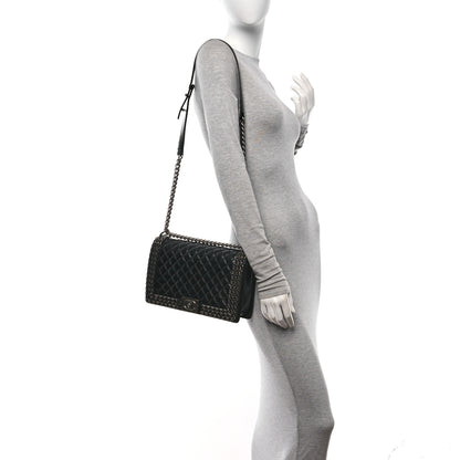 Chanel Glazed Calfskin Quilted New Medium Boy Chained Flap Black 2 of 10