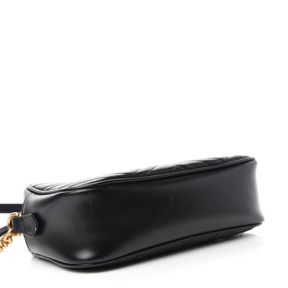 Gucci Calfskin Matelasse Small GG Marmont Chain Shoulder Bag Black 4 of 10