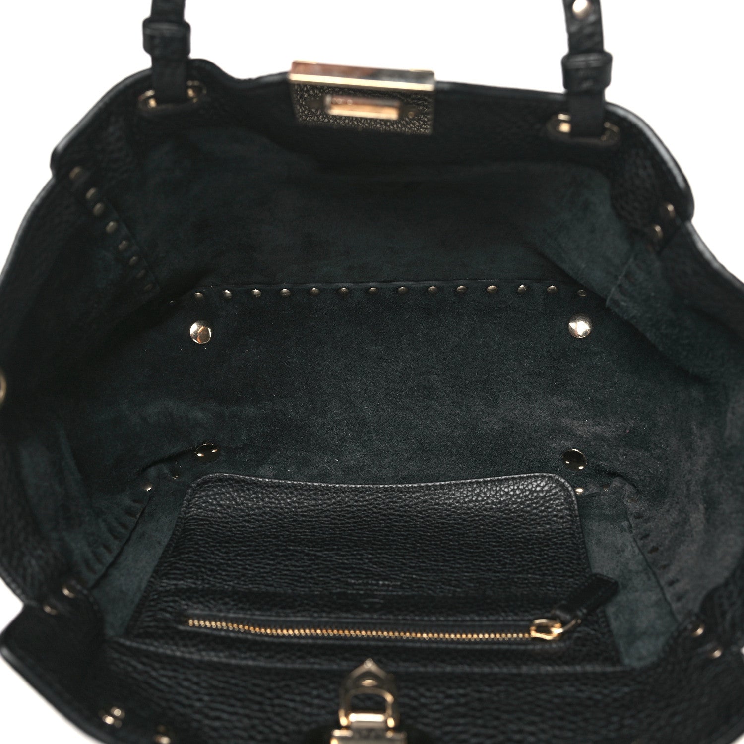 Valentino Garavani Grained Calfskin Small Rockstud Tote Black 5 of 8