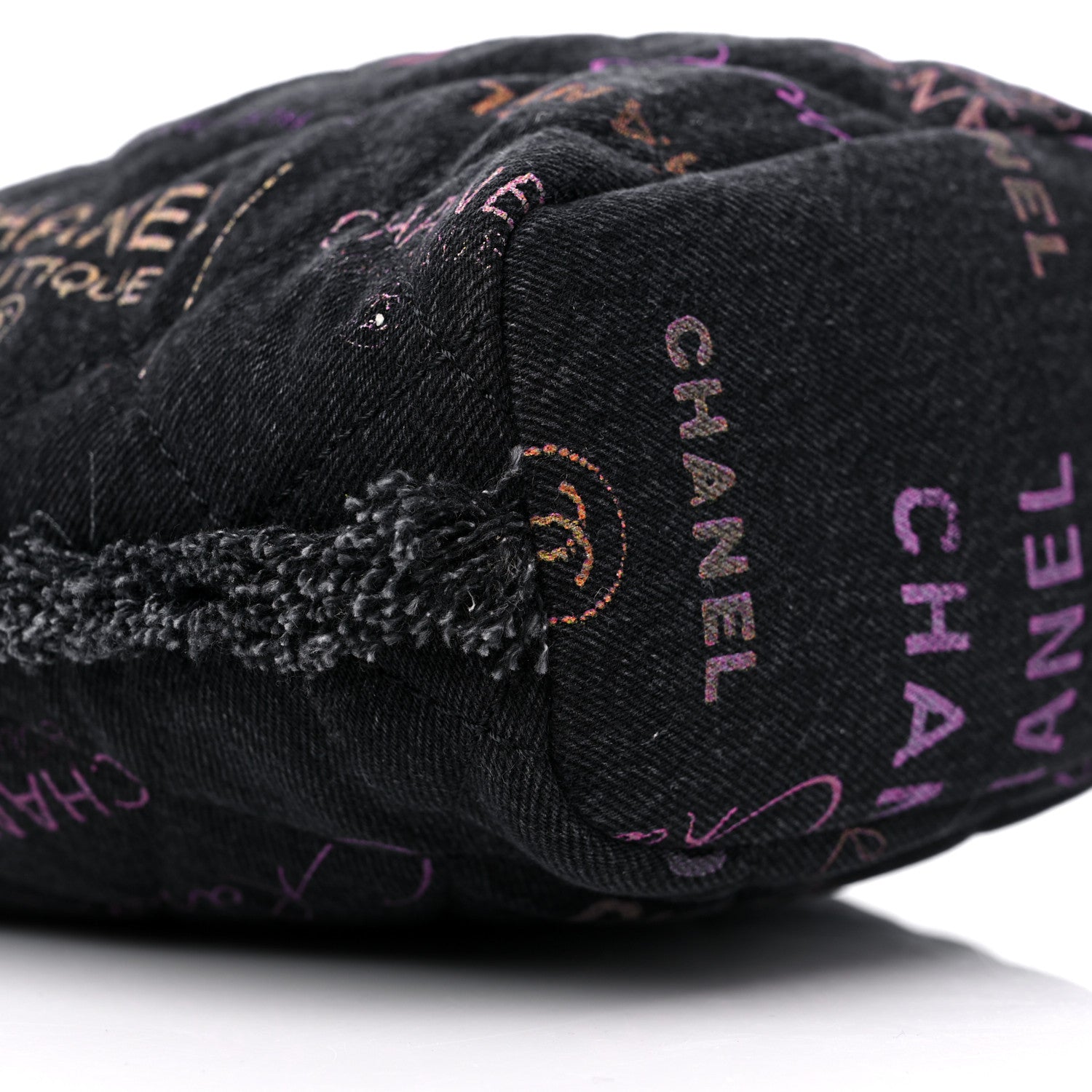 Chanel Denim Quilted Mood Bucket With Chain Black Multicolor 7 of 8