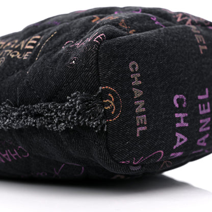 Chanel Denim Quilted Mood Bucket With Chain Black Multicolor 7 of 8