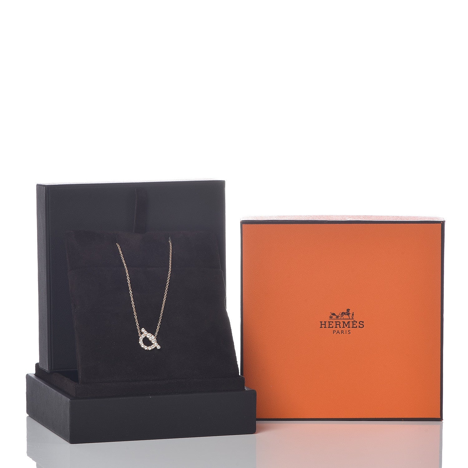 Hermes 18K Rose Gold Diamond Finesse Pendant Necklace 7 of 7