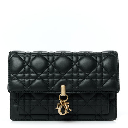 Christian Dior Lambskin Cannage Lady Dior Chain Pouch Black 1 of 9