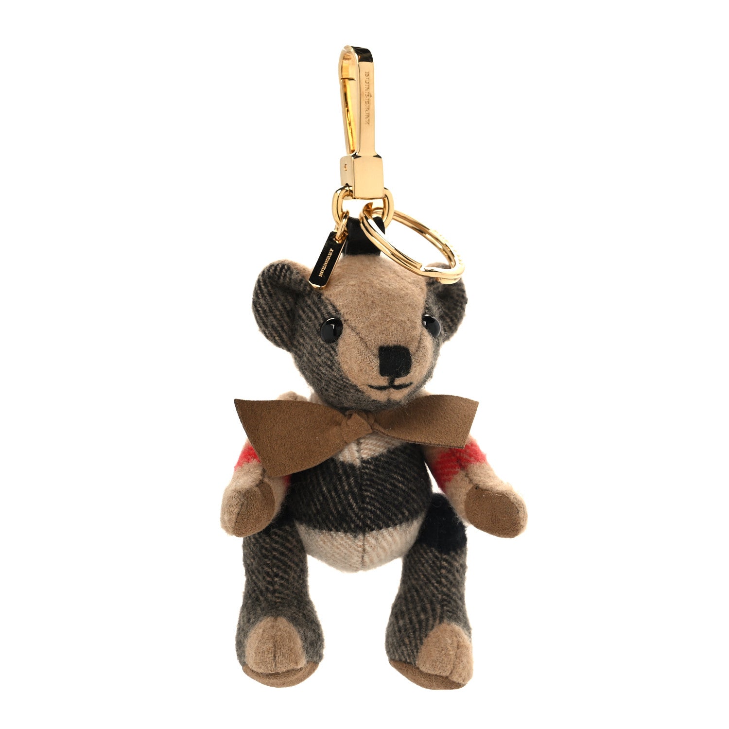 Burberry Cashmere Vintage Check Thomas Bear Bag Charm Camel 1 of 5
