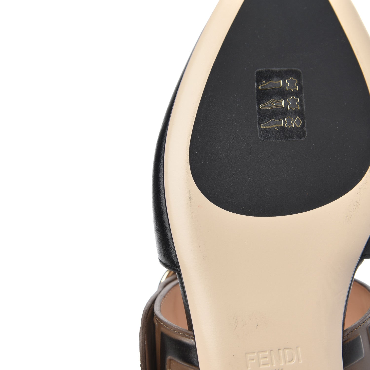 Fendi Vitello FF Embossed Buckle Flat Mules 38 Maya Black 11 of 14