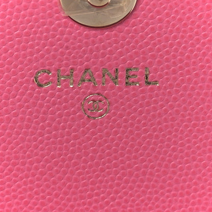 Chanel Caviar Quilted Square Wallet On Chain WOC Pink 7 of 10
