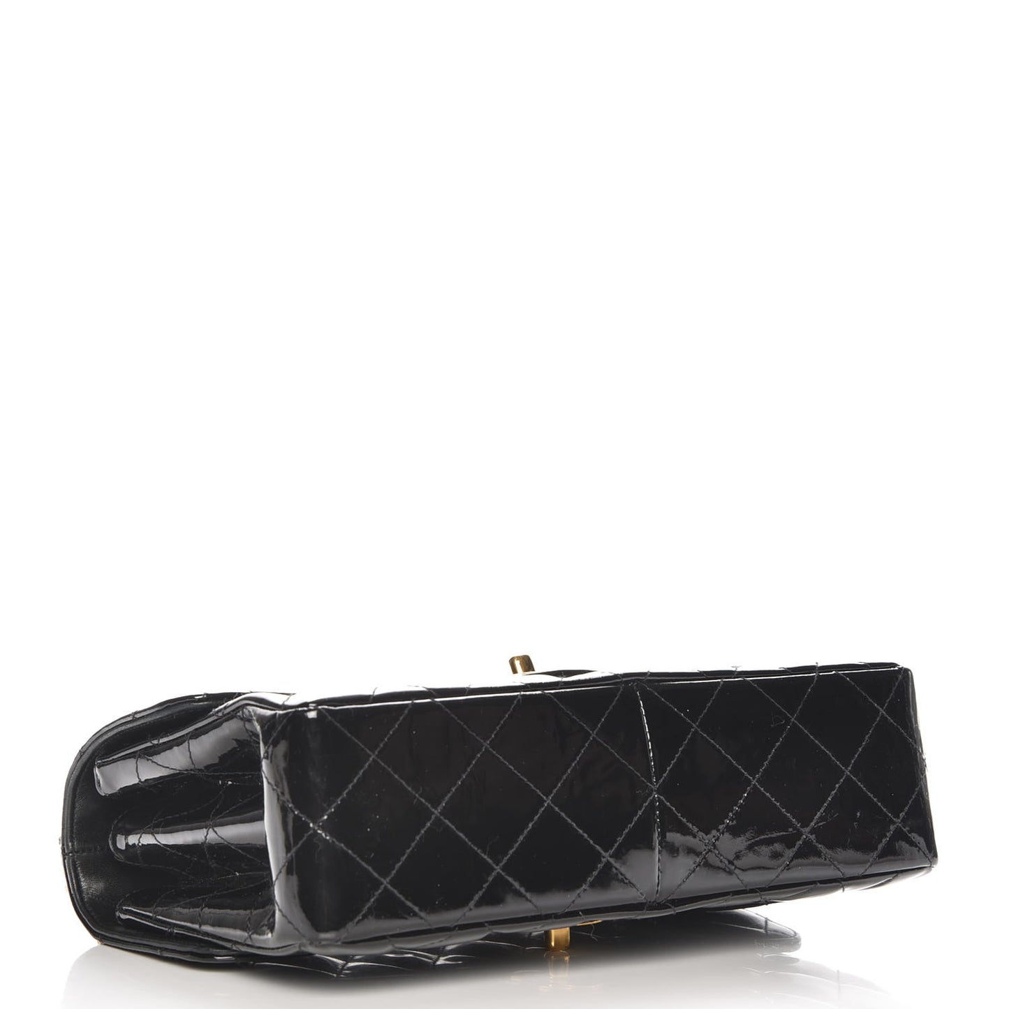 Patent Quilted Medium Double Sided Single Flap Black