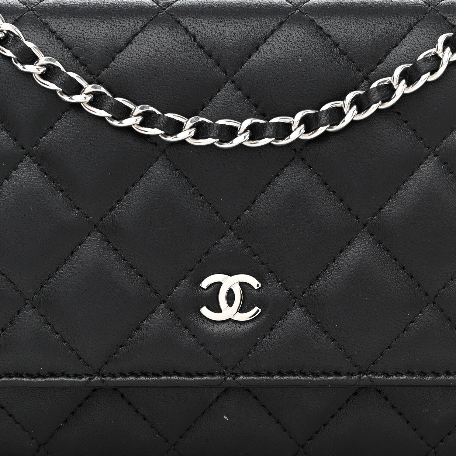 Chanel Lambskin Quilted Wallet On Chain WOC Black 9 of 12