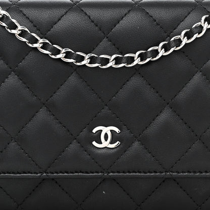 Chanel Lambskin Quilted Wallet On Chain WOC Black 9 of 12