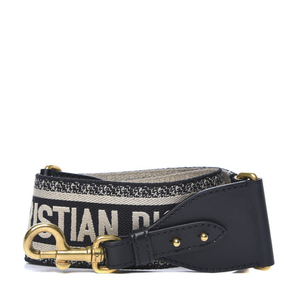 Christian Dior Canvas Embroidered Shoulder Strap Black 1 of 4