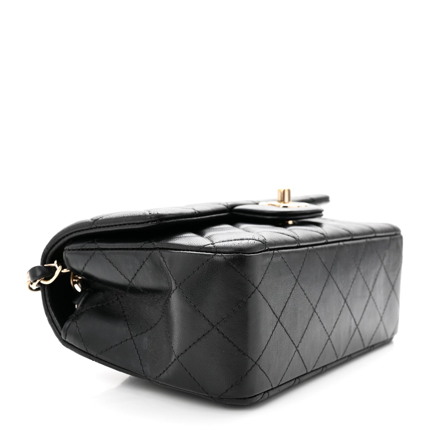Lambskin Quilted Mini Rectangular Flap Black