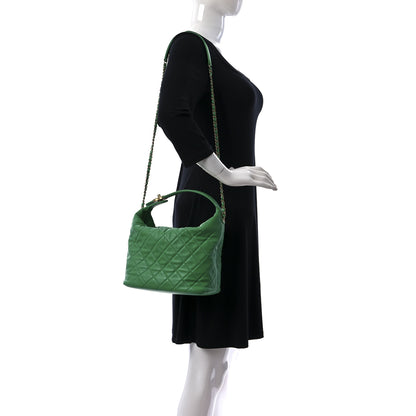 Chanel Lambskin Quilted Large Perfect Meeting Hobo Green 2 of 11