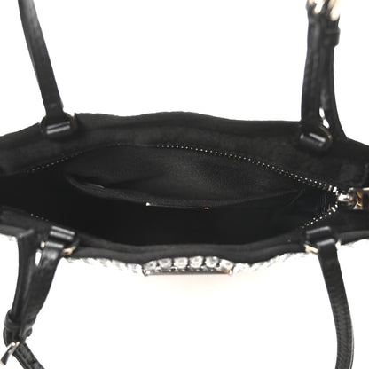 Prada Satin Crystal Metal Triangle Logo Chain Crossbody Handbag Cristal 5 of 10