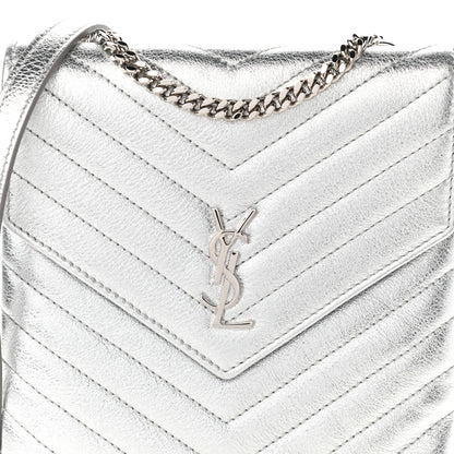 Saint Laurent Metallic Lambskin Quilted Double Flap Bag Silver 8 of 10