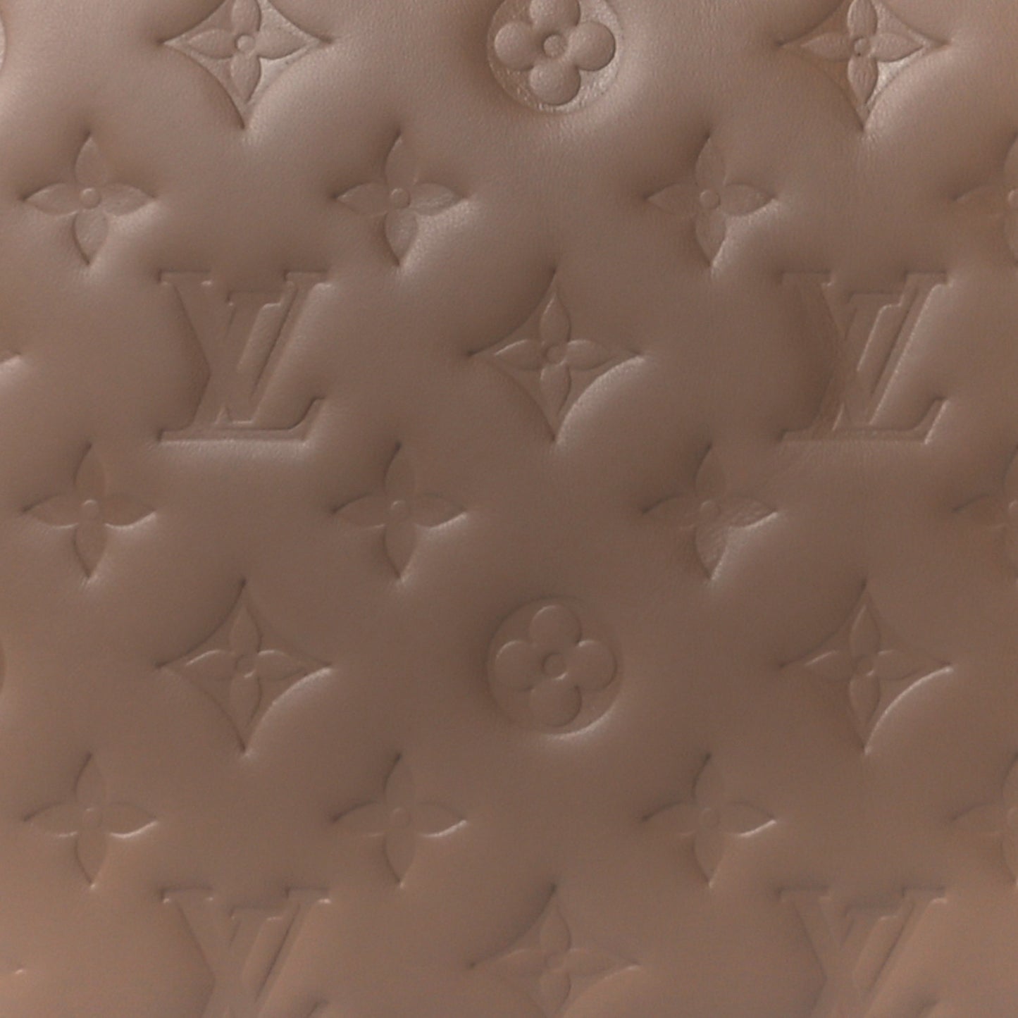 Lambskin Embossed Monogram Coussin MM Taupe