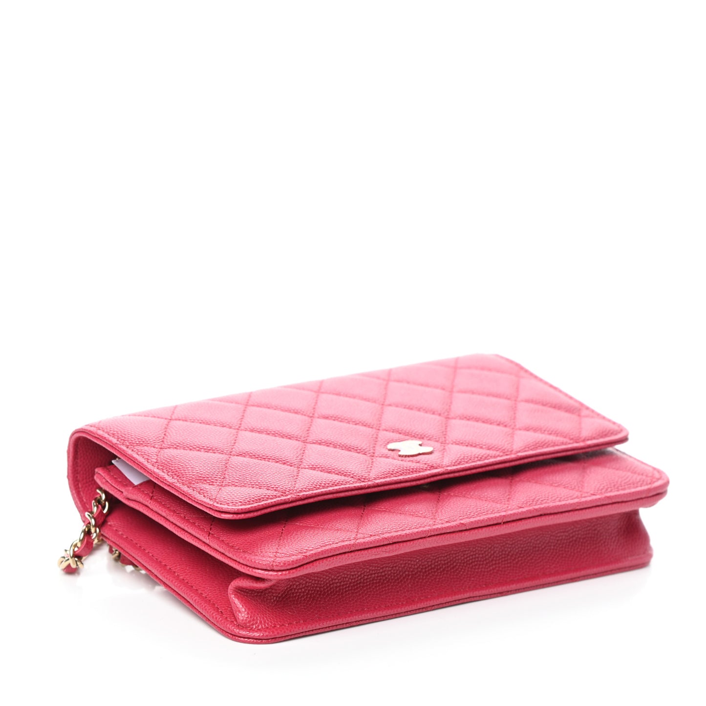 Caviar Quilted Wallet on Chain WOC Fuchsia