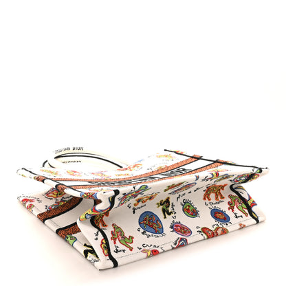 Christian Dior Canvas Embroidered Dragon Zodiac Medium Book Tote White Multicolor 4 of 11