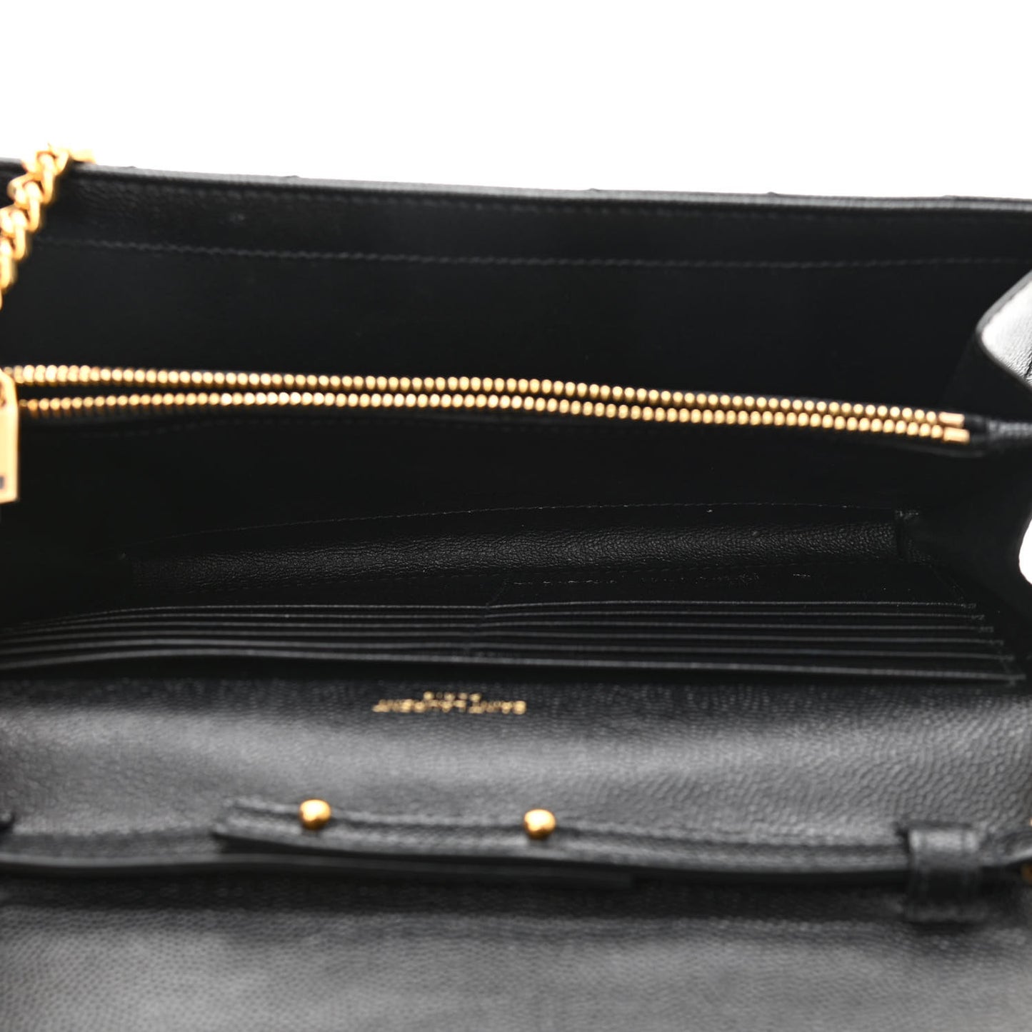 Grain De Poudre Matelasse Chevron Monogram Chain Wallet Black