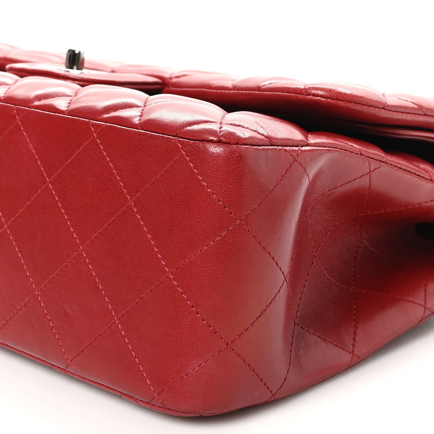 Chanel Lambskin Quilted Jumbo Double Flap Dark Red 10 of 11