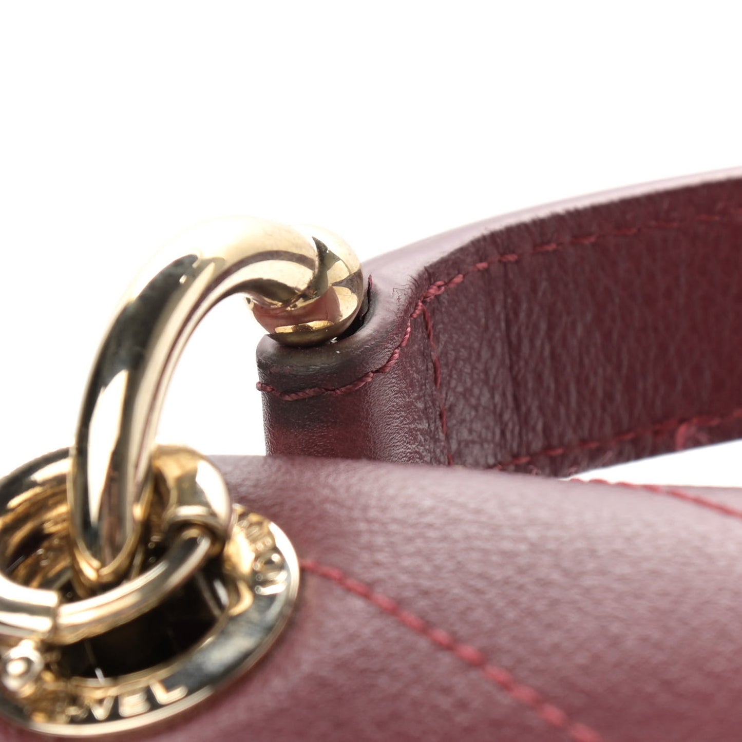 Grained Calfskin Stitched Chevron Medium Chic Top Handle Flap Red