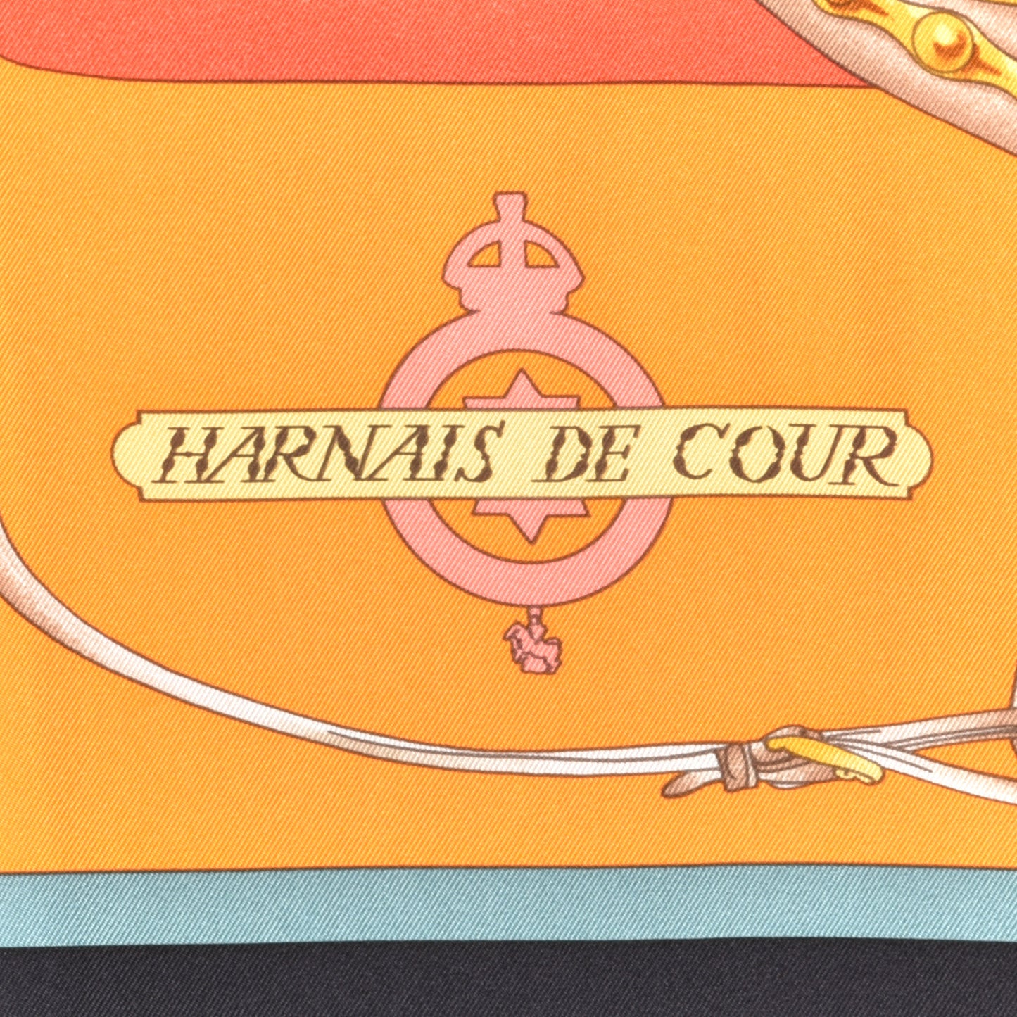 Silk Harnais De Cour Scarf 90 Black Orange Rouge