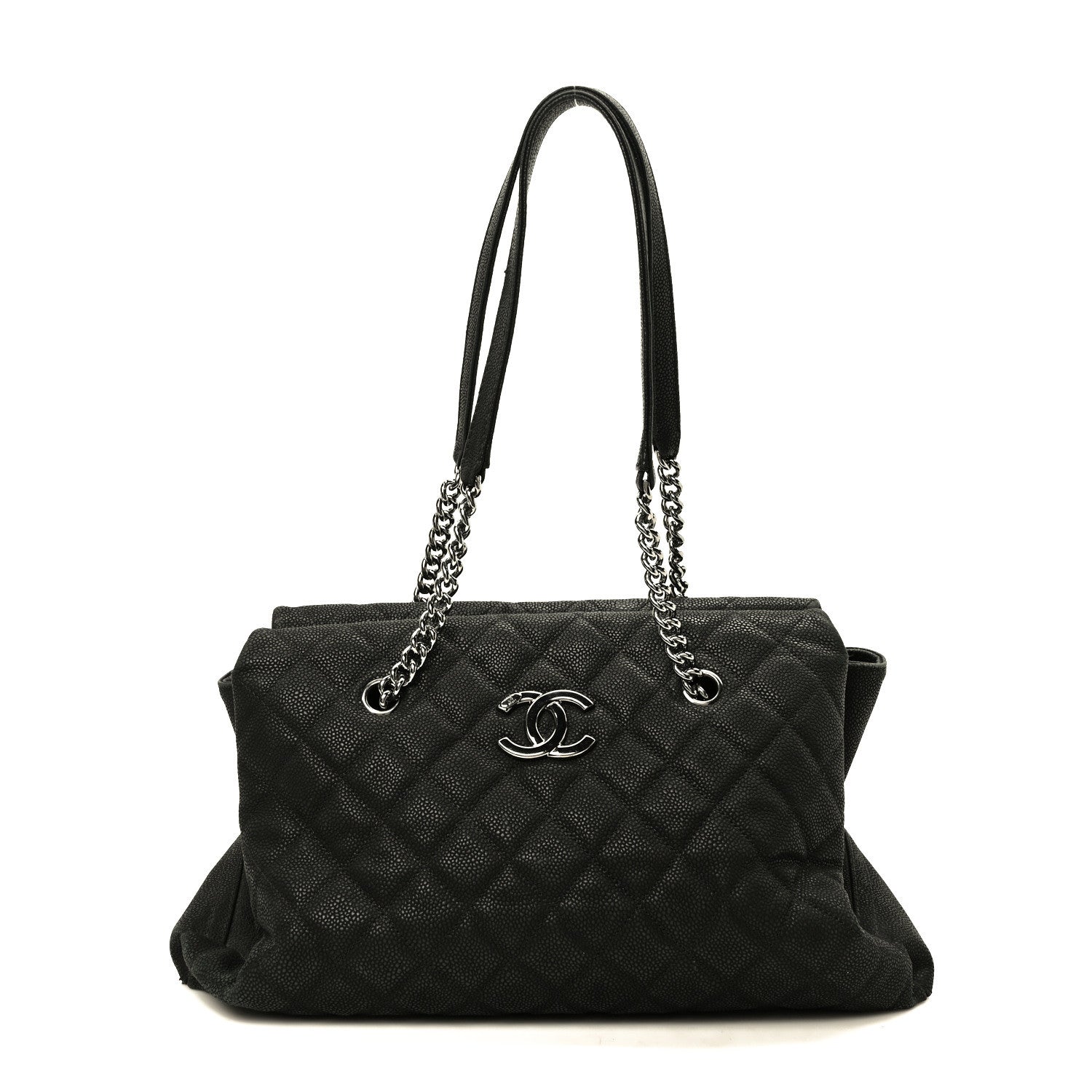 Chanel Iridescent Caviar Quilted Lady Pearly Tote Black 1 of 10