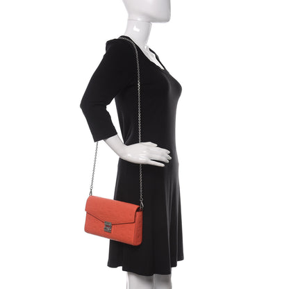MCM Calfskin Ottomar Monogram Medium Millie Crossbody Bag Hot Coral 2 of 9
