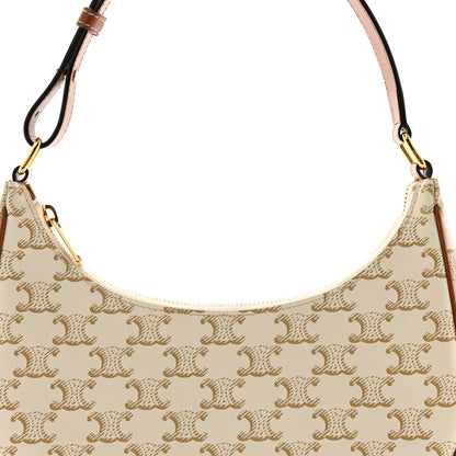 Celine Canvas Calfskin Ava Triomphe Shoulder Bag White 9 of 11