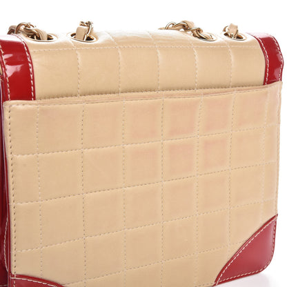 Chanel Lambskin Patent Chocolate Bar Flap Beige Red 18 of 18
