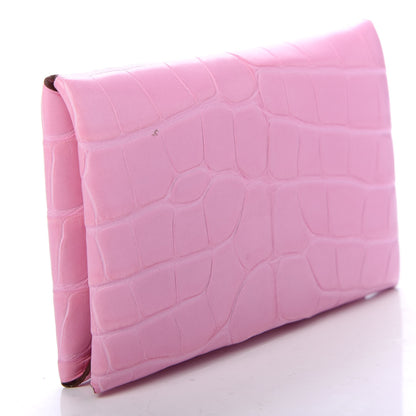 Hermes Matte Alligator Calvi Card Case 5P Pink 3 of 7
