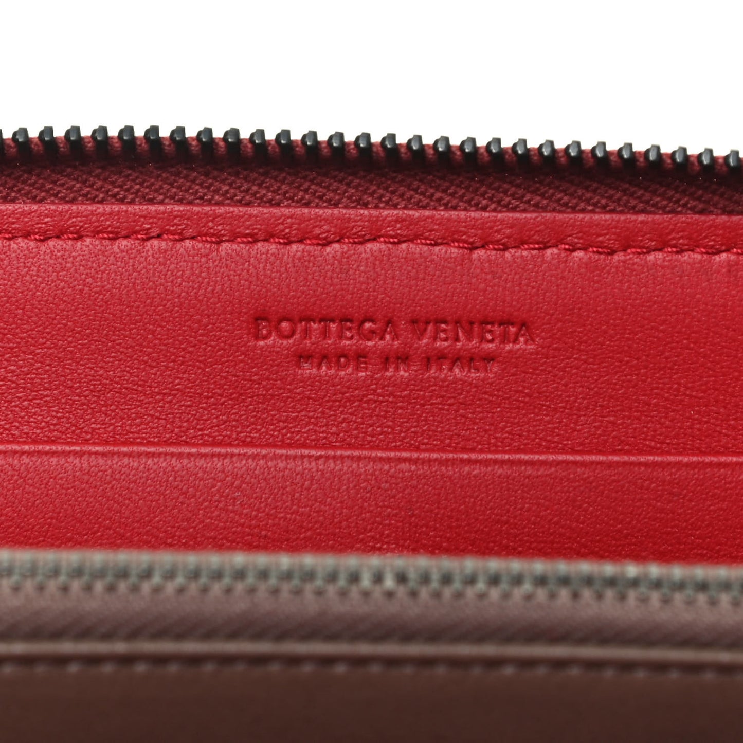 Nappa Intrecciato Zip Around Wallet China Red