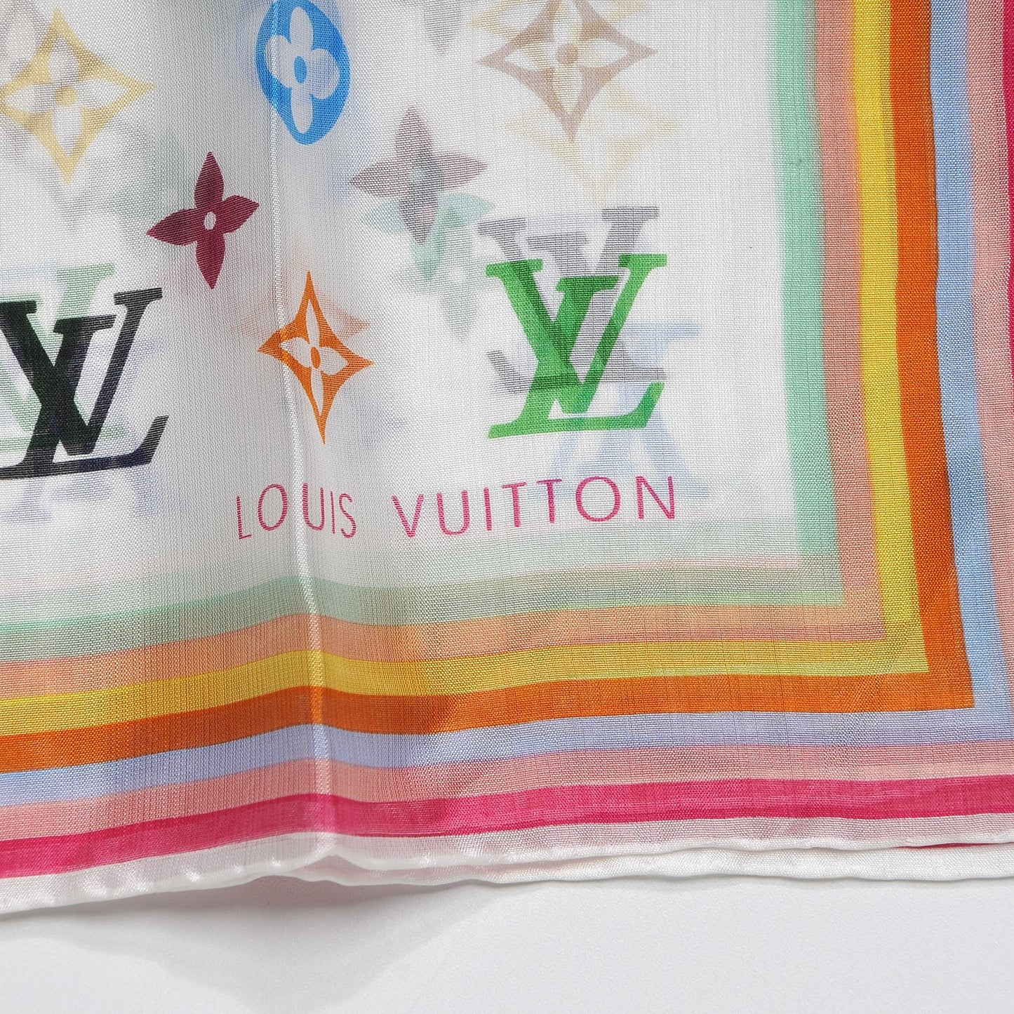 Silk Multicolor Square Scarf White