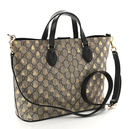 Gucci Soft GG Supreme Monogram Bees Small Crossbody Tote Beige Oro Black 3 of 9