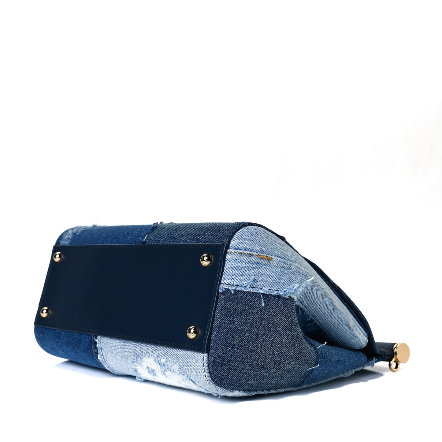 Calfskin Denim Patchwork Medium Miss Sicily Satchel Blue