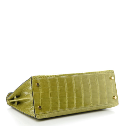 Hermes Shiny Alligator Kelly Sellier 32 Vert Chartreuse 6 of 40